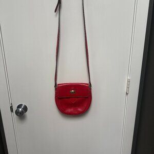 Red Leather Crossbody Bag w/ Brass Hardware